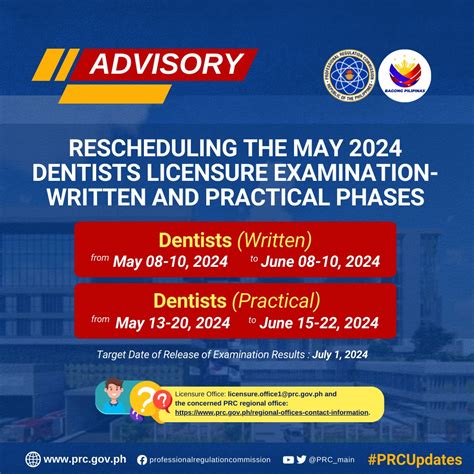 Rescheduling the May 2024 Dentists Licensure Examination .
